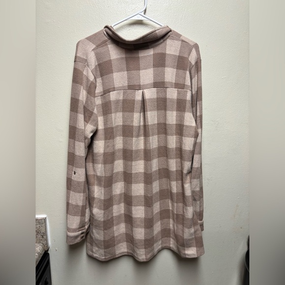 Soft Surroundings Mad about Plaid Flannel Tunic Popover Shirt Top Size XL Tan - Picture 4 of 6